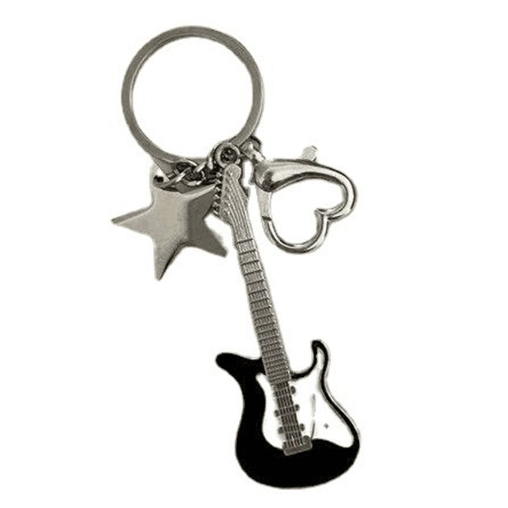 Guitar Guitar Keyring Star Musical Instrument Keychain Guitar Key Chain Musician Jewelry Gift
