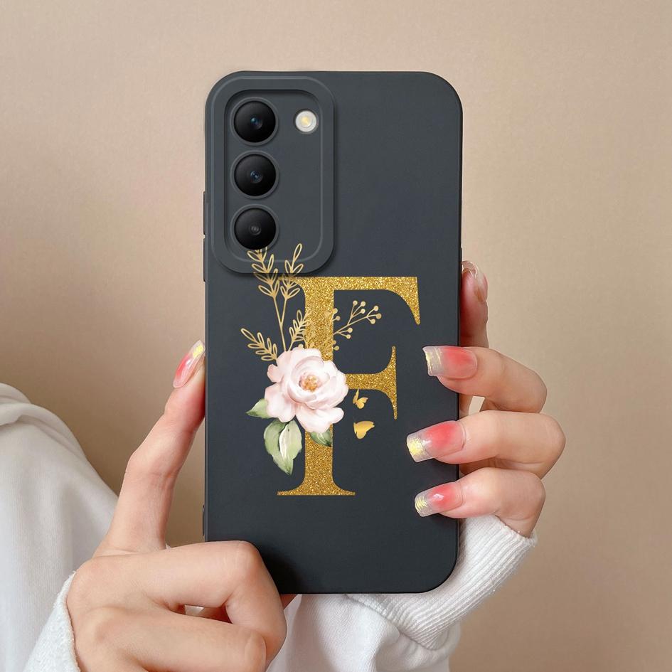 Чехол для телефона Vivo V30 SE V40 Pro Lite Y100 (ИДН) V30e T3 Y200e Y100 4G Корпус Модный Цветочный Буквы Мягкий Силиконовый Чехол Ударопрочный Бампер Для Vivo