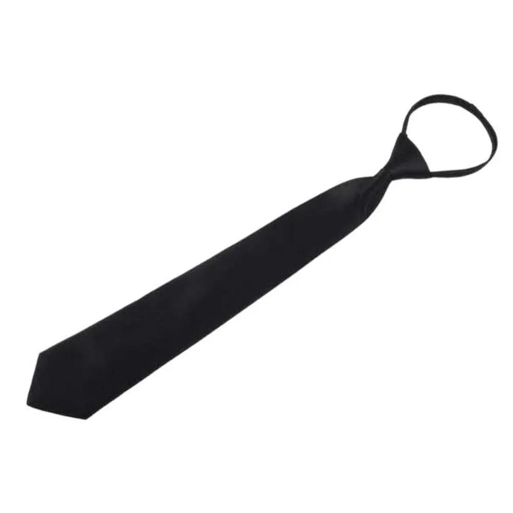 Black Simple Clip On Tie Security Tie Doorman Steward Matte Funeral Tie for Men Women Students