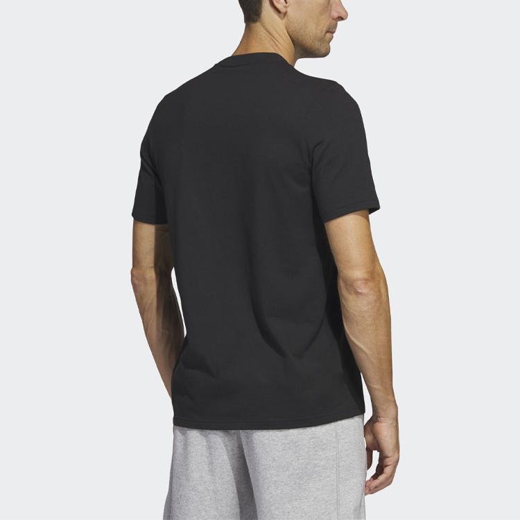 Adidas Футболка с коротким рукавом и круглым вырезом с принтом логотипа Lounge, мужские топы, черные H49669