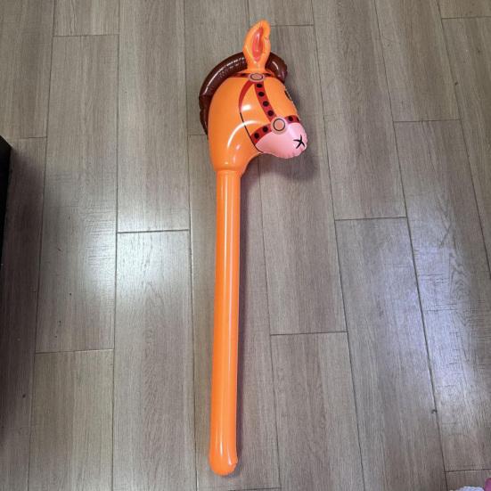 2 шт. Надувная лошадь на палочке 39" ПВХ Детская надувная игрушка-лошадь Легко надувать сдувать Украшение для вечеринки для лошади ковбоя карнавала Рождества дня рождения