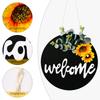 Black Welcome Board Wreath With Beautiful Ribbon Bow And Vibrant Design Sunflower