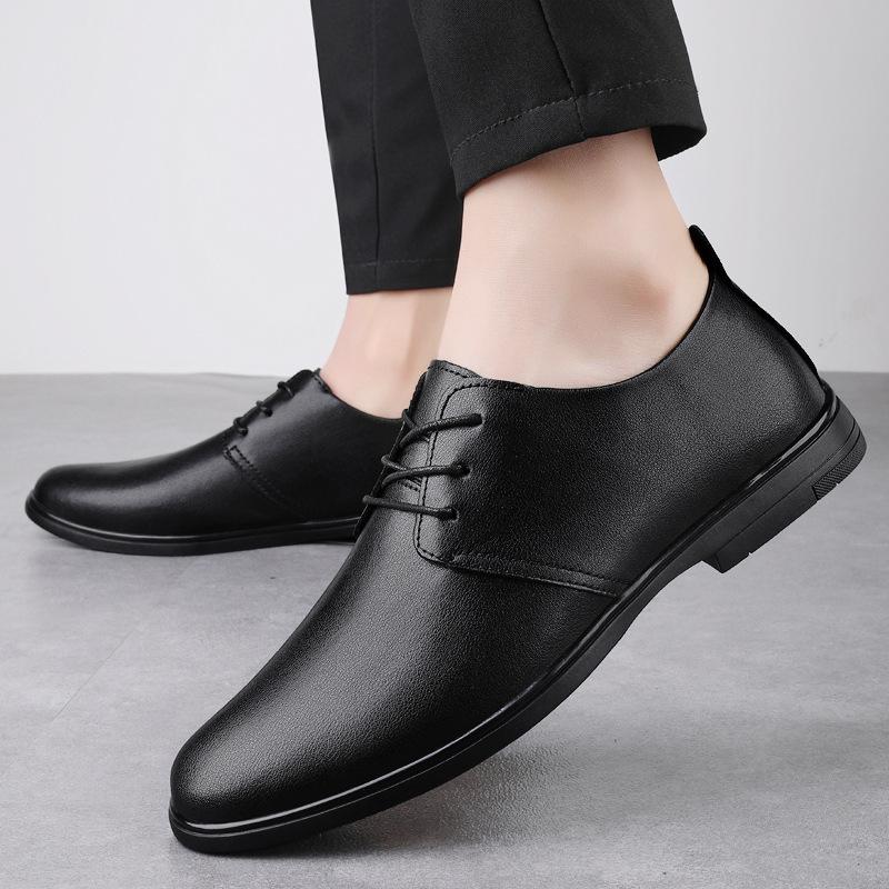 Мужские 2025 новые летние кожаные дышащие деловые туфли, мужская обувь, британские универсальные повседневные туфли мужские