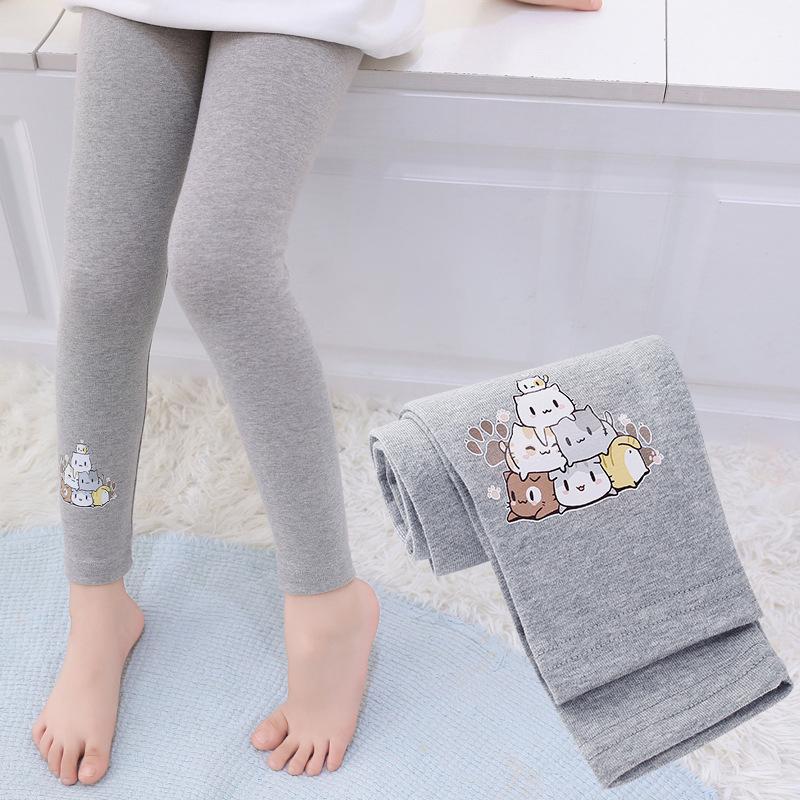 Леггинсы для девочек с мультяшным единорогом, детские облегающие эластичные брюки, спортивные узкие длинные брюки