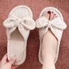 Women's Cotton Slippers, Bow-tie Home Plush Slippers, Indoor Fluffy Slippers for Women