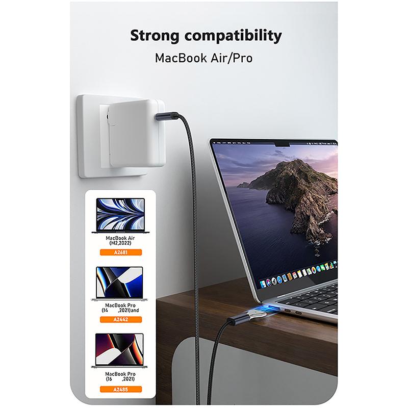 140W Type C Magnetic Adapter For Apple Magsafe 1/2/3 For Macbook Air Pro 90Degree Elbow Usb C Female Fast Charging Converter