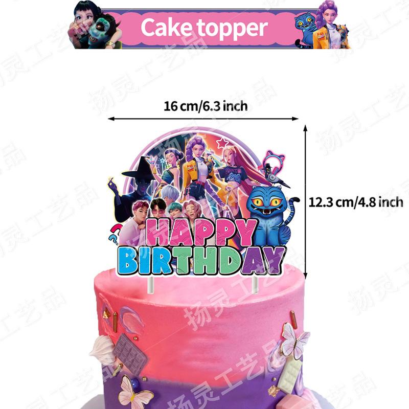 K-pop Party Decorations Demon Hunters Disposable Party Cutlery Set Flag Pulling Birthday Decoration Korean Kpop Party Decor