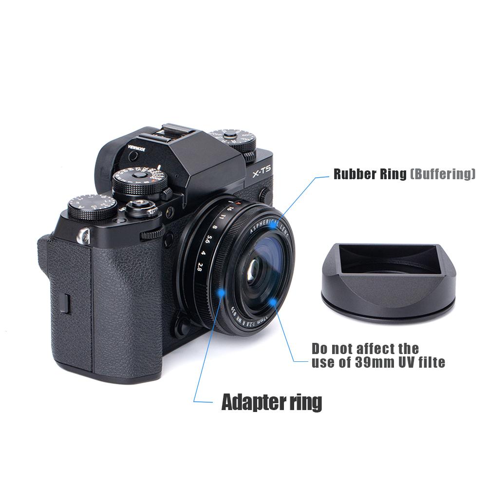 XE5 XF 27f2.8II Lens Hood with 39mm Adapter Ring for Fujifilm Fuji XF27mmF2.8 II XF23mmF2.8 R WR Metal Lens Shade Accessories