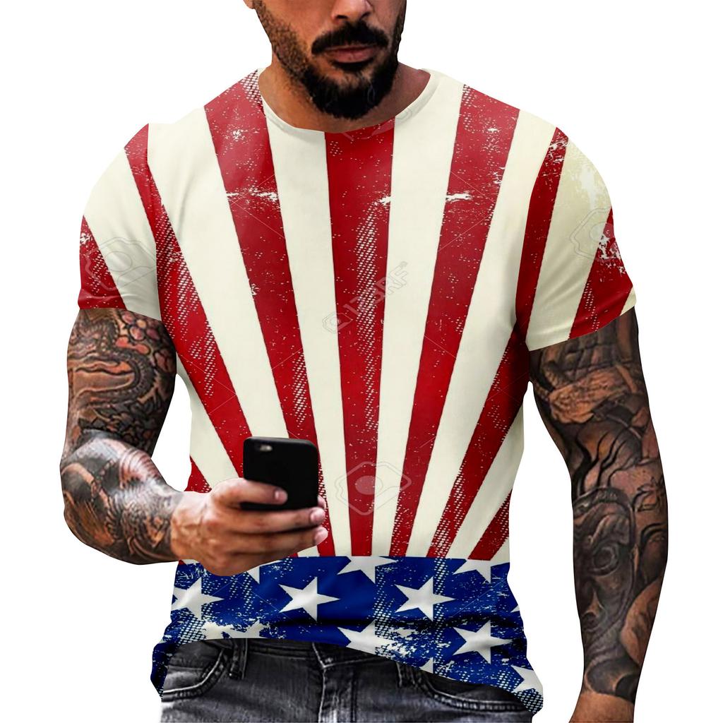 Принт «День независимости» — мужская повседневная футболка с круглым вырезом и короткими рукавами