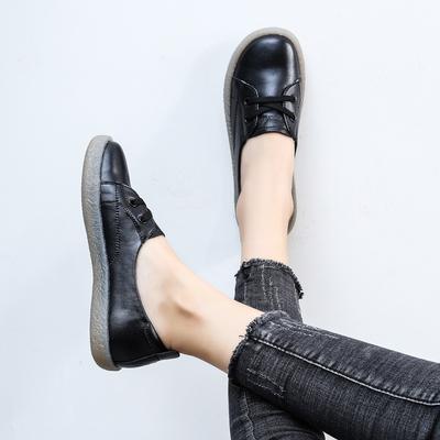 Одиночные туфли из коровьей кожи Белые туфли Кожаные туфли на плоской подошве