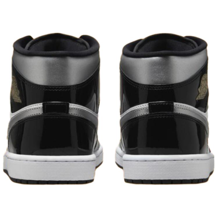 Air Jordan 1 Mid SE черные белые серебристые мужские кроссовки металлик-золото HV0789-010