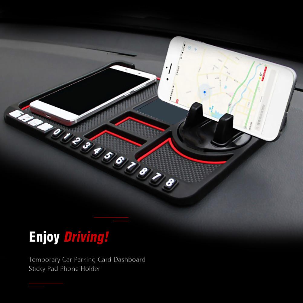 Многофункциональный автомобильный противоскользящий коврик, держатель для телефона, временный парковочный номер, табличка для хранения, панель для хранения
