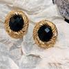 Temperament Fashion Metal Black Stud Earrings for Women Girl Gift Jewelry Wholesale