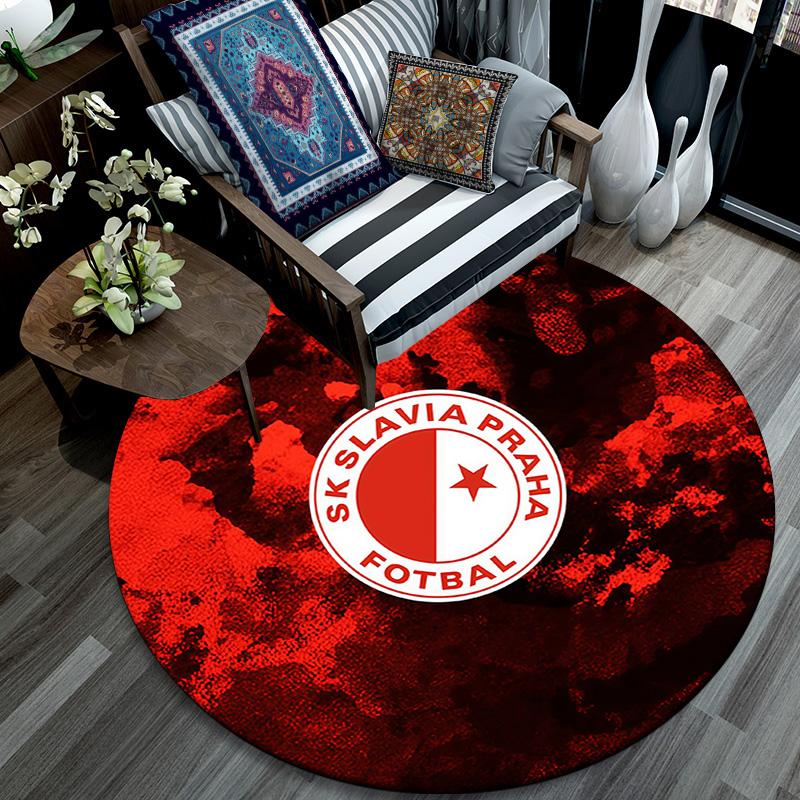 SK Slavia Praha Round Area Rug,Carpet Rug for Living Room Bedroom Sofa Playroom Decor,Non-slip Floor Mat