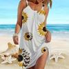 Beach Wear Mini Dress Print Chrysanthemum Loose Printed Skirt Casual Modern Dress Sleeveless Loose Fit Outdoor Daily Summer