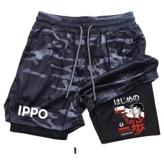 Anime IPPO Muay Thai Kick Boxing UFC MMA Mixed Marcial Art Shorts Anime Men Women Unisex Double Layer Quick Dry Breathable Sport Gym Fitness Workout