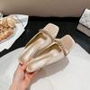 Rhinestone Outer Wear Cool Slippers Women's Summer Open Toes White Beautiful High Heels Square Head Temperament Sandals