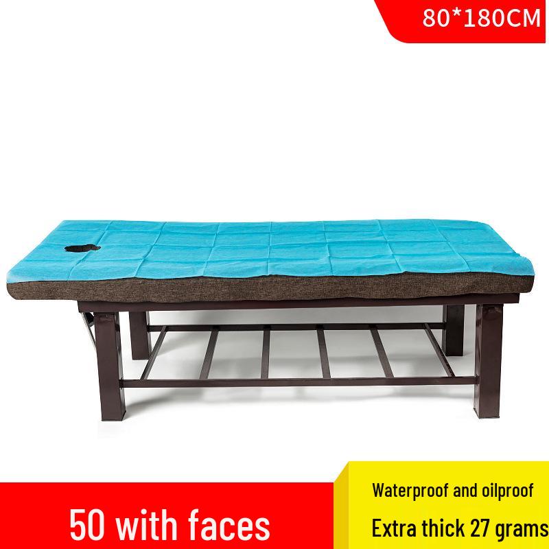 Водонепроницаемые и маслостойкие одноразовые простыни для массажного стола с отверстиями, идеально подходят для салонов красоты, утолщенные, упаковка 50 штук.