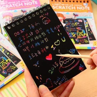 Детский блокнот для граффити Игрушки для рисования скретч-рисунками DIY Книжка-раскраска Черная Игрушка, ориентированная на раннее развитие Веселый подарок