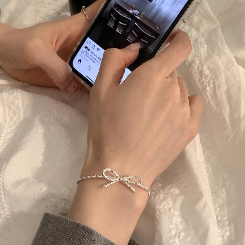 Xiaomi BFCLUB Серебряные браслеты S925 для женщин Милый бант Сияющие аксессуары Тренд Винтажный Простой кулон Вечеринка Украшения