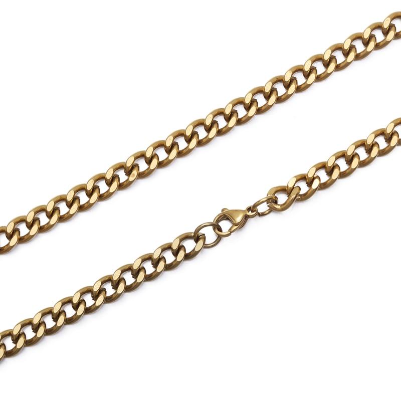 Кубинское звено-цепочка для мужчин и женщин, базовое ожерелье из нержавеющей стали в стиле панк, золото, черный цвет, мужское колье, ювелирные изделия, подарки