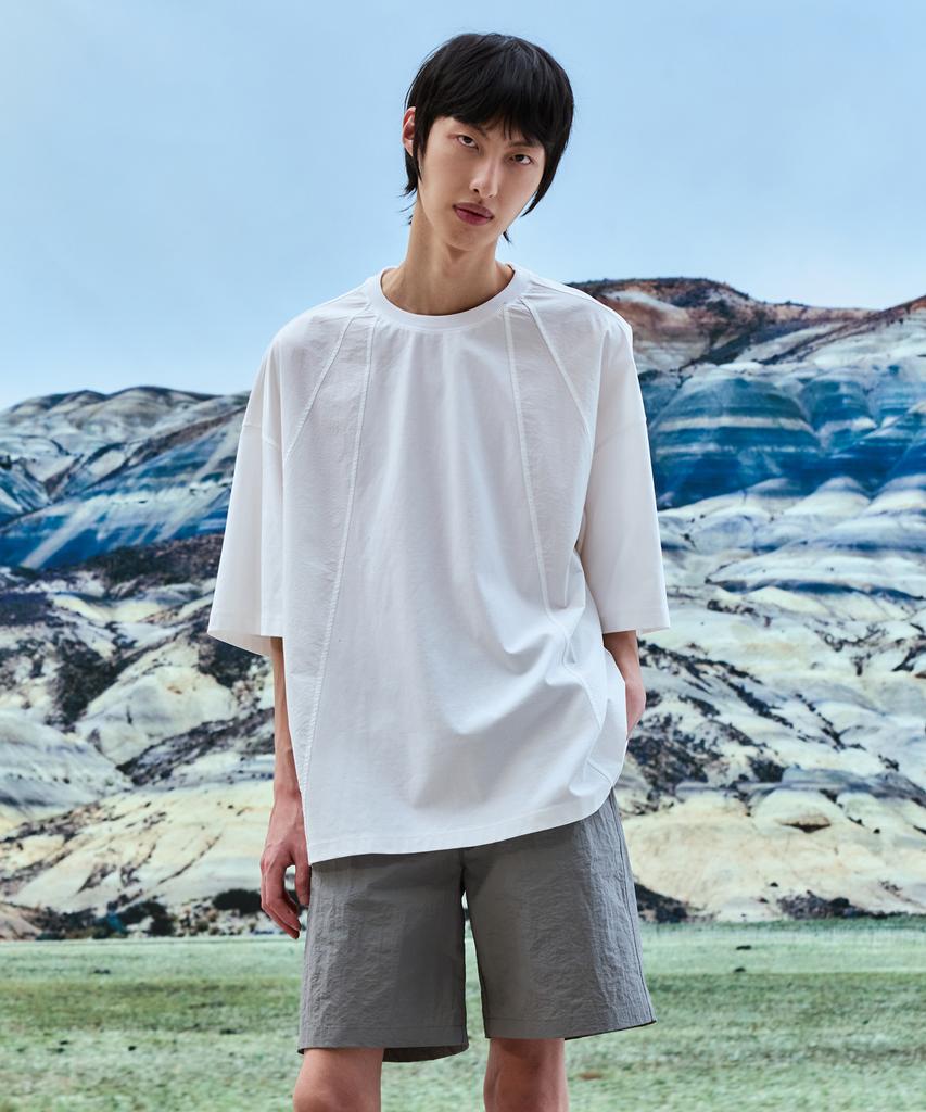 ZENSAI Woven Mix Back Fly T-Shirt
