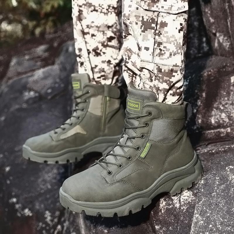Men's High-top Hiking Boots Outdoor Shoes Military Boots Rubber Sole Large Size39-46