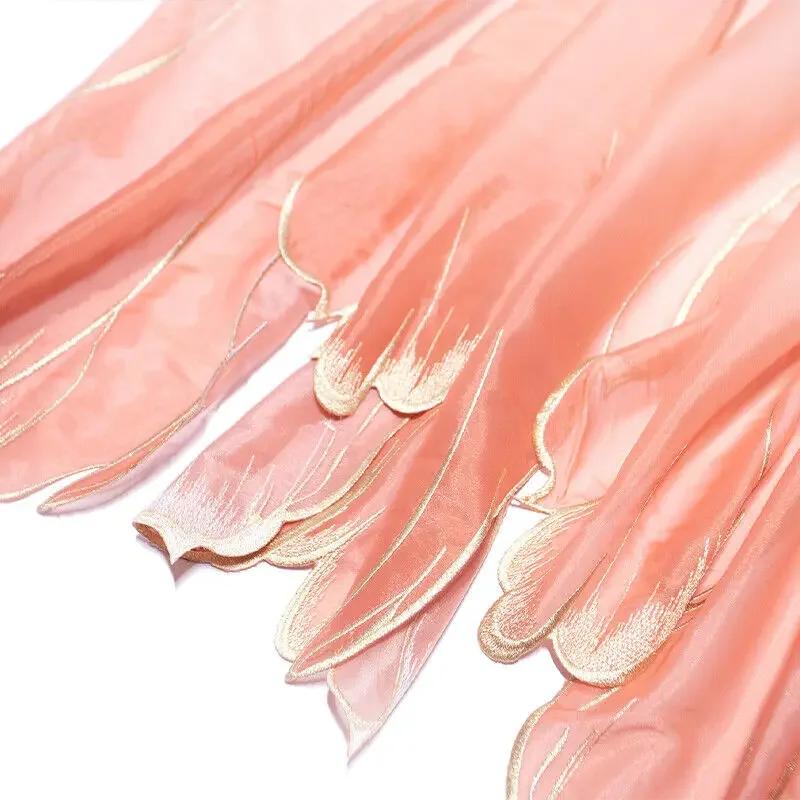 150x100cm Embroidery Lotus Leaf Soft Fabric DIY Hanfu Shirts Doll Cloth Chinese Style DIY Sewing Craft Organza Tulle Fabric New