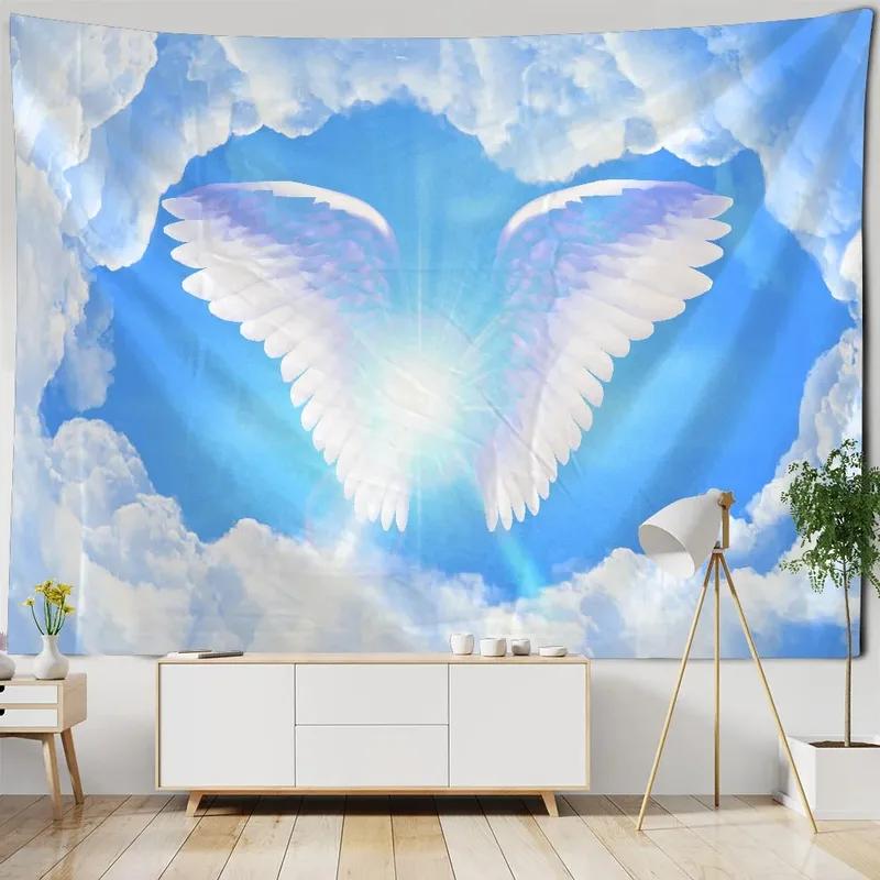 Гобелен с узором «Космические крылья фантазии» для украшения стен дома, гобелен для спальни, гостиной, гобелен