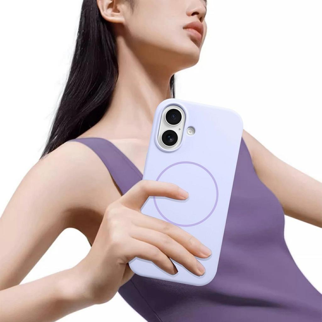 For iPhone 16 Case Compatible with MagSafe Soft Silicone Shockproof Phone Cover - Purple