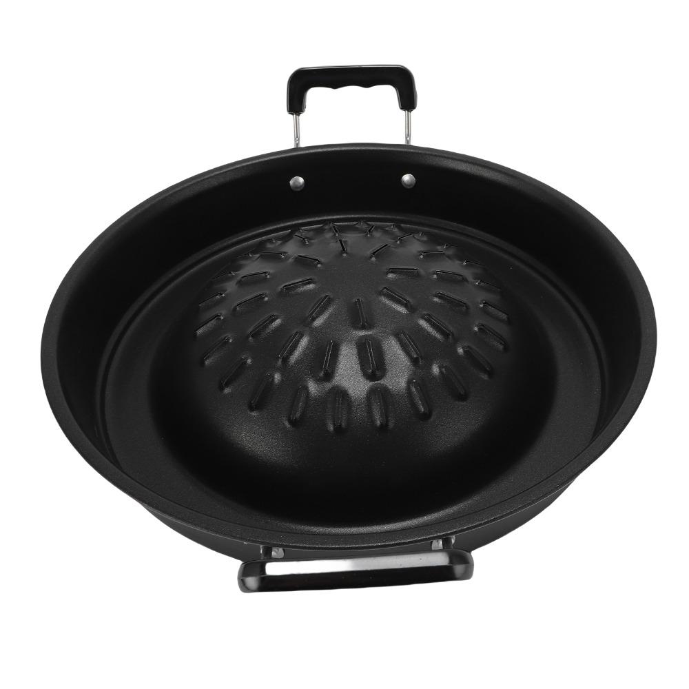 Black Thai BBQ Grill Pan Iron Round Thai Style BBQ Portable Grill Pan with Side Restaurant Use