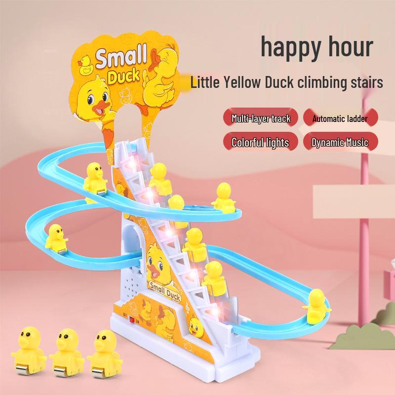Interactive Electric Little Yellow Duck Climbing Stairs Toy with Music - Educational and Fun for Kids