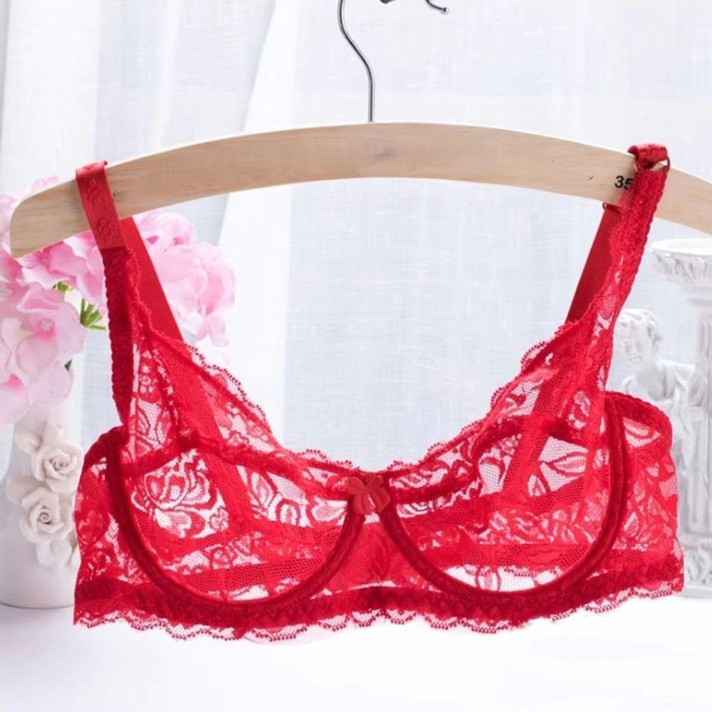 Mesh Transparent Lace Bra Hollow Out Lace Underwear Seamless Push Up Bra Daily Wear