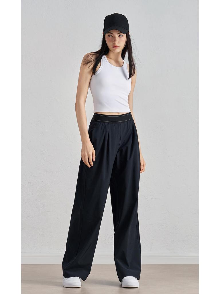 Женские брюки для йоги с высокой талией и широкими штанинами – Повседневные тканые спортивные брюки с моделирующим дизайном