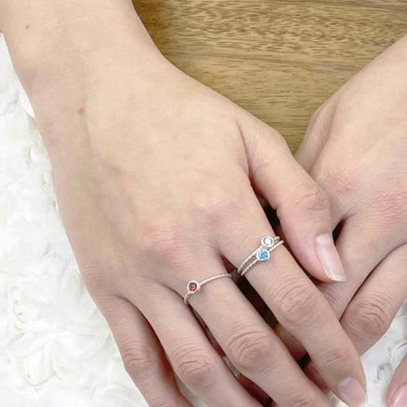 Серебряное кольцо Ollia со слоями из камней по месяцам 1, 2, 3