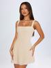 French Style Lace Trim Color Block Dress With Knit Fabric For Elegant Evening Wear