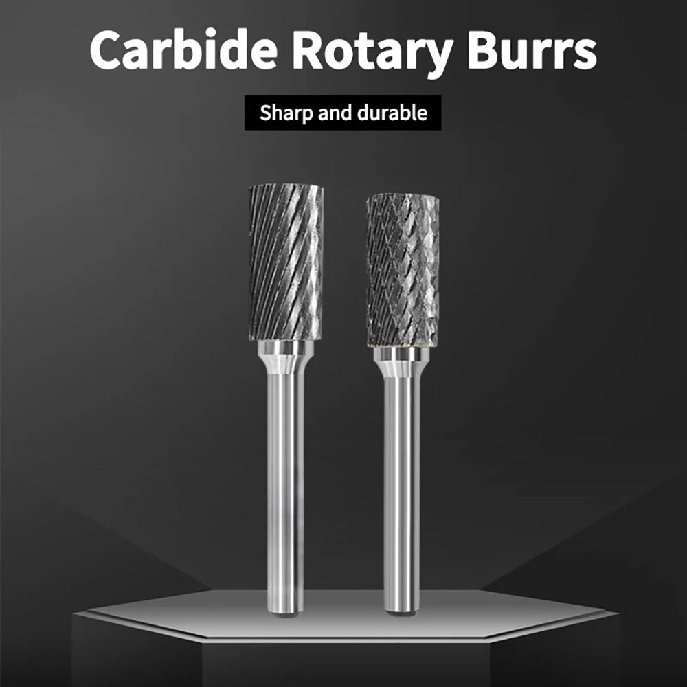 Cylindrical Type Rotary Burrs 6mm/8mm/10mm Tungsten Steel Grinding Head Engraving Bits