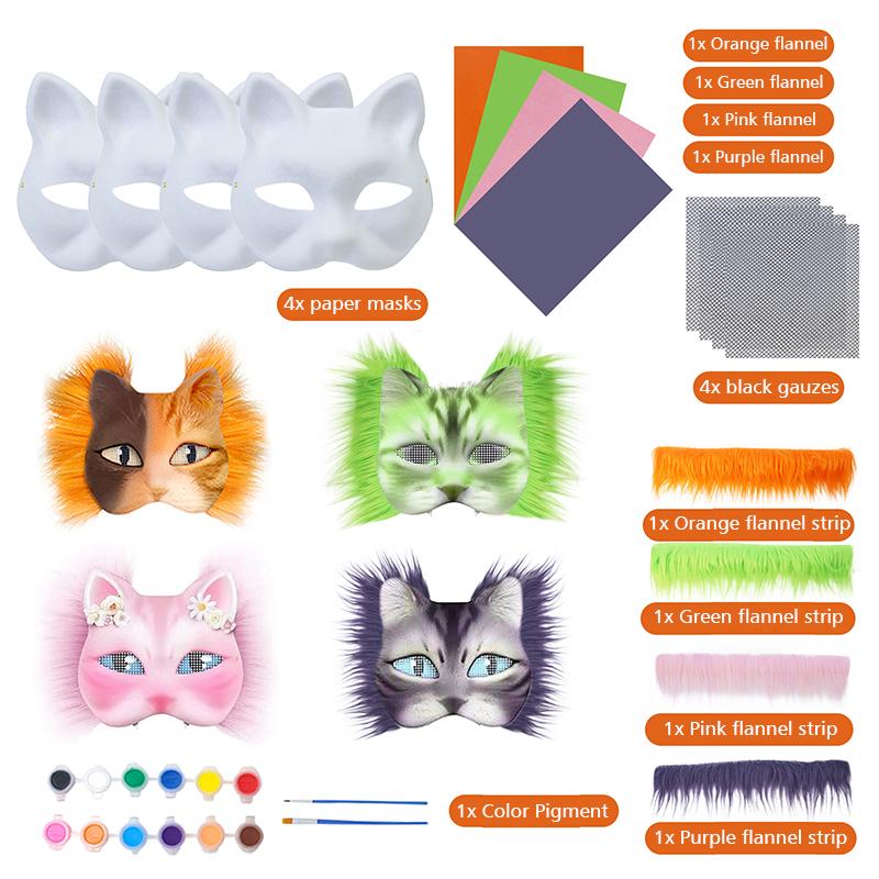17 шт. Нарисованные от руки DIY Рождественские подарки Животное Кошка Лиса Маска DIY Граффити Маска на пол-лица Вечеринка Доступно несколько вариантов