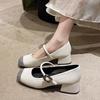 Silver Bag Head Single Shoes Women's Summer 2025 New Fashion Banquet Shoes Mary Jane Shoes Thick Heel Versatile High Heels