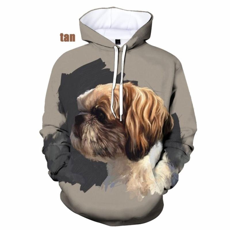 Весенняя милая толстовка с 3D-принтом для собак Ши-тцу, мужская и женская толстовка с капюшоном с изображением собаки, топ с капюшоном