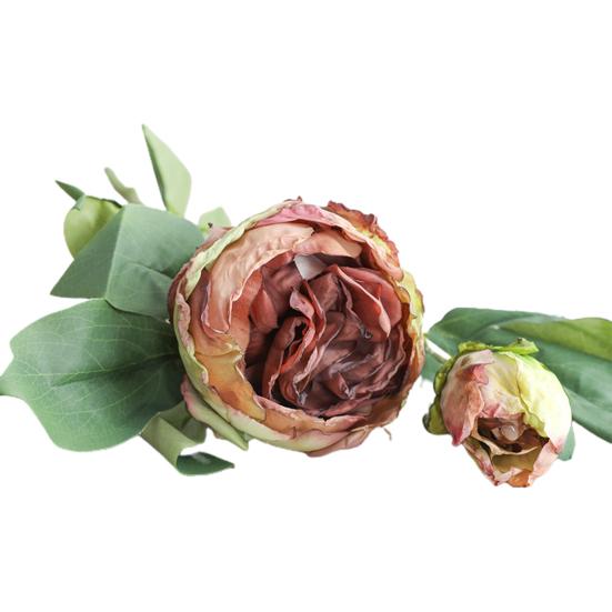 Искусственное растение, винтажный многоразовый легкий, практичный, имитация 2 головок, ретро пион, искусственный цветок, декор для гостиной