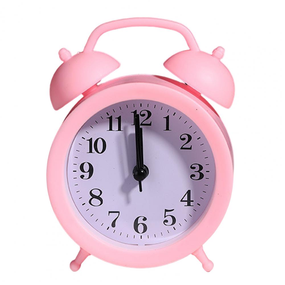 Double Bell Clock Accurate Timekeeping Battery Operated Analog Mini Round Bedside Desk Alarm Clock Cute Kids Gift