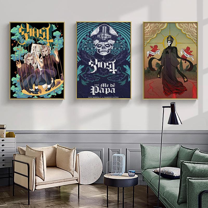 Плакаты с призраками, плакаты и принты шведских хэви-метал групп, абстрактное искусство, картина маслом в кафе-баре