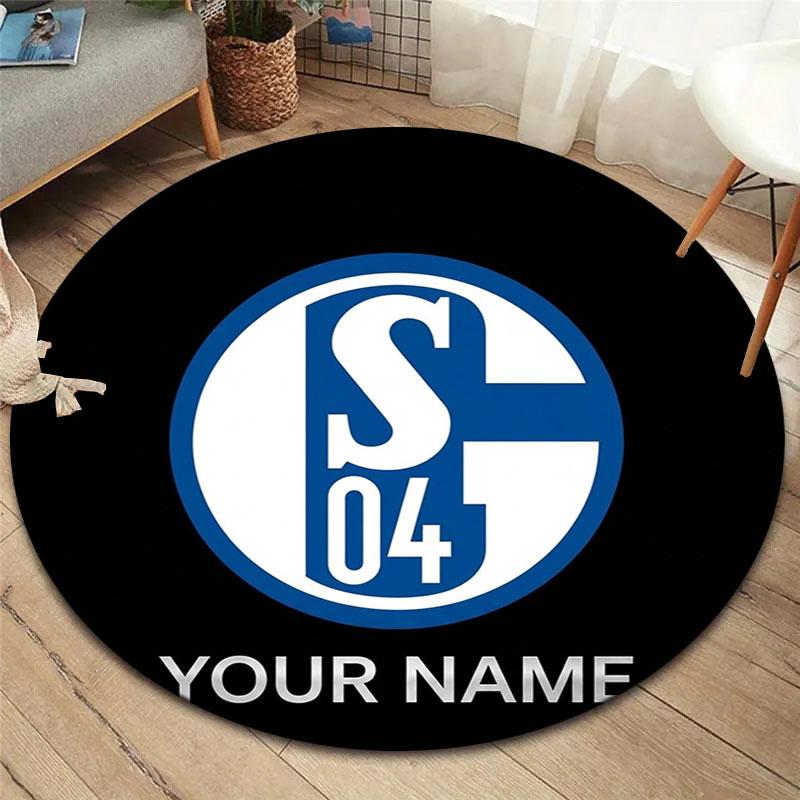 FC Schalke 04 Custom Name Round Area Rug,Carpet Rug for Living Room Bedroom Sofa Playroom Decor,Non-slip Floor Mat