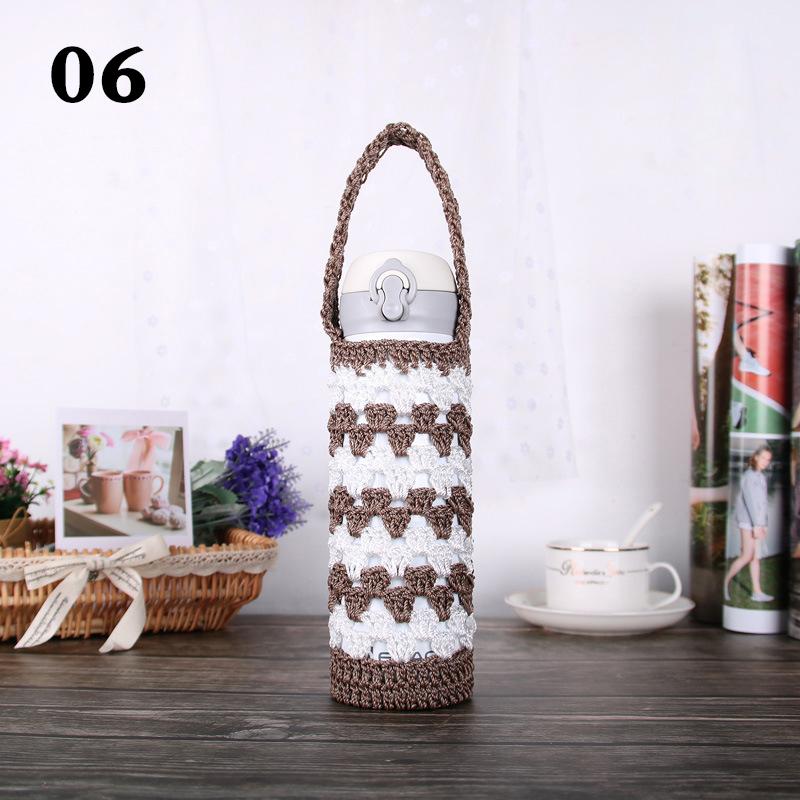 Портативный термос с ручкой, чехол для бутылки с водой, 400-600 мл, чехол для вязания крючком, держатель для бутылок с водой, сумка, чехол