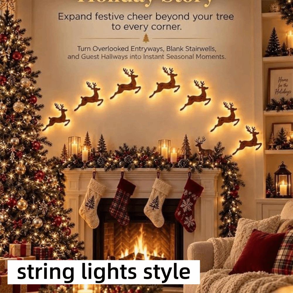 Wood LED Christmas Decorations Self Adhesive Festive Light Decorations Holiday Wall Decor