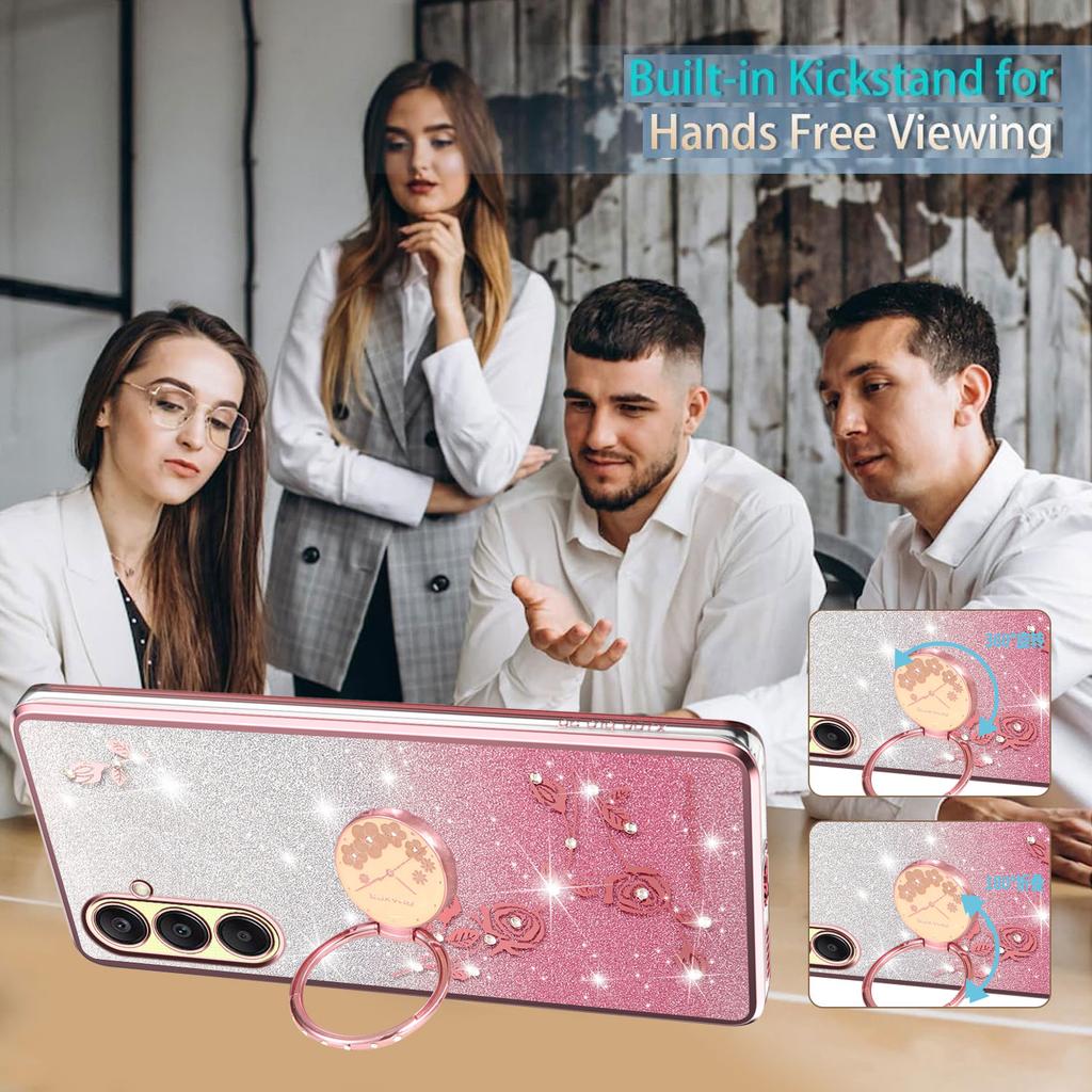 KADEM Чехол для Samsung Galaxy A26 5G с кольцом-подставкой, ТПУ, с цветами, чехол для телефона с градиентным блеском
