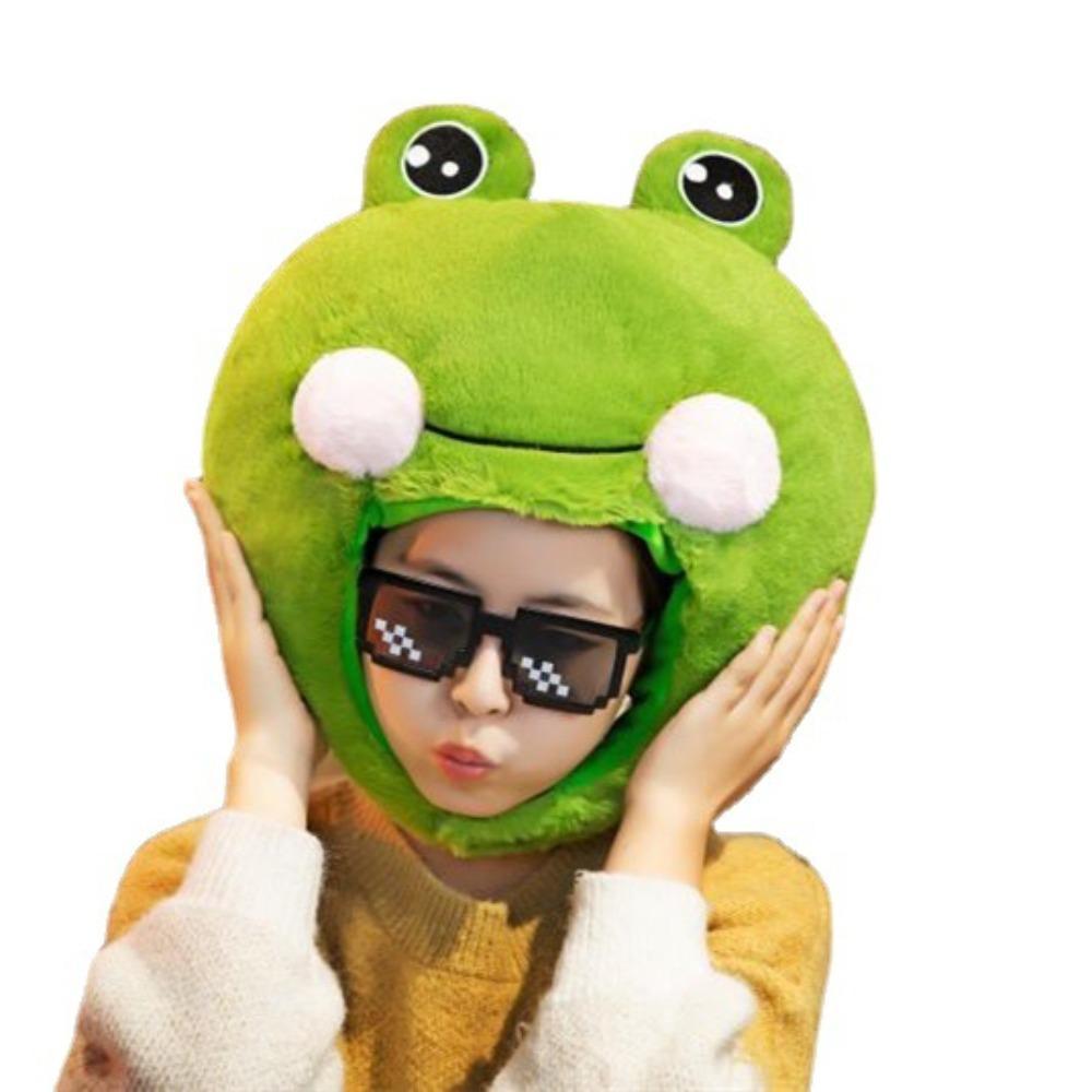 Novelty Cartoon Headgear Cap Big Frog Eyes Frog Headgear Cute Frog Plush Hat Halloween