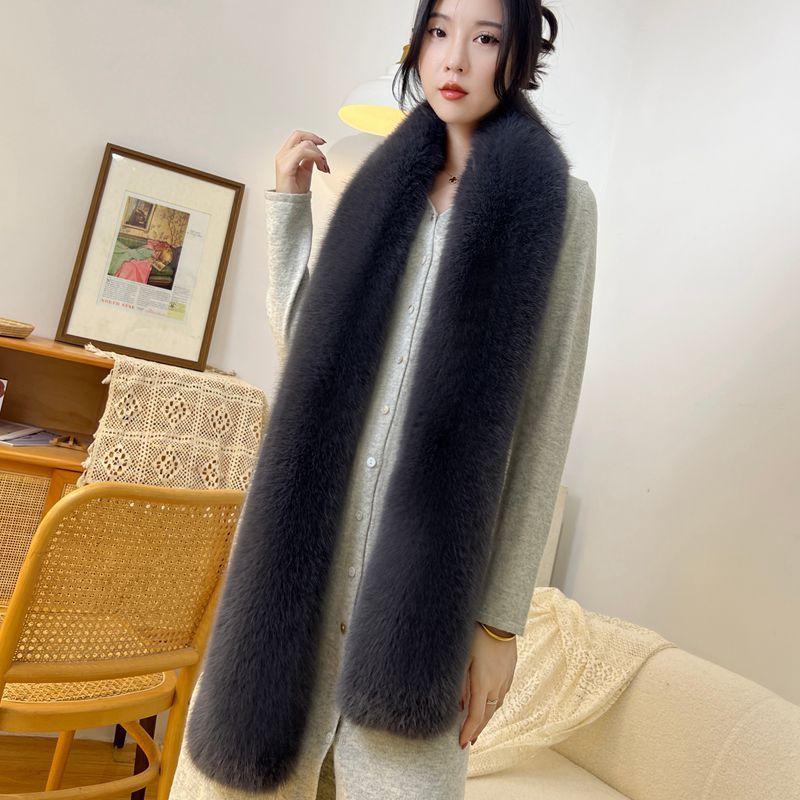 Шарф из искусственного меха лисы Длинный меховой шарф Теплый воротник-шаль Универсальный меховой шарф Осенне-зимний женский шарф