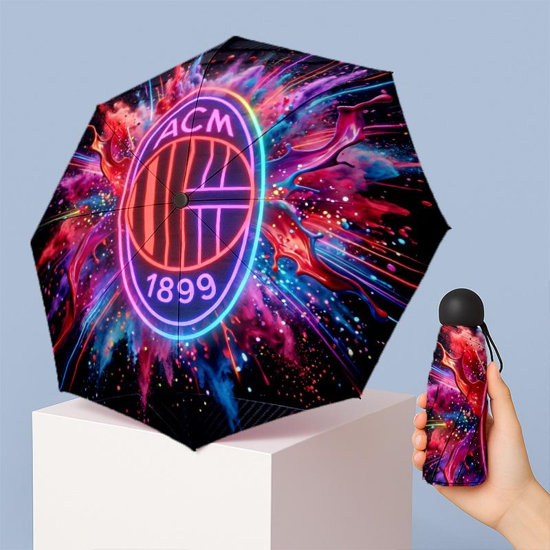 AC Milan Рисунок Печатный Мини 5 Сложений 8 Спиц Компактный Зонт Ветрозащитный Водонепроницаемый Легкий Портативный Складной